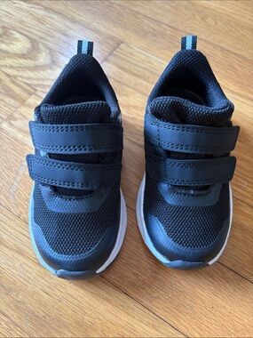 Kids Black Velcro Athletic Sneakers